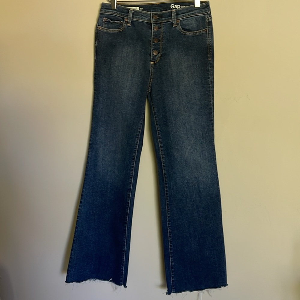 Gap high rise flare dark rinse denim s 30
